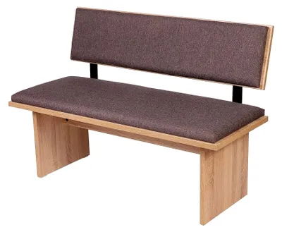 Produktbild von Sitzbank, Eckbank oder Küchenbank mit Rückenlehne 125x85x48 cm, gepolstert für hohen Sitzkomfort, geeignet als Bank im Esszimmer, einfacher Aufbau, Eiche Premiumdekor
