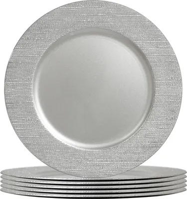 Produktbild von Argon Ta Runde Platzteller – 33 cm – Silberrippe – 6er-Pack