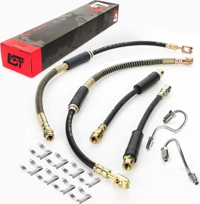 Produktbild von 4x Bremsschlauch Set vorne hinten + Halteklammer für Audi A3 Seat Altea Skoda VW