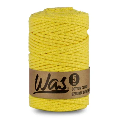 Produktbild von Baumwollkordel Geflochtene Baumwollschnur Polyesterkernschnur Für Makramee Makramee-Seil Bastelkordel 5mm 100m hellgelb DIY WAS
