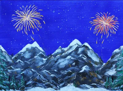 Produktbild von Leinwand Feuerwerk Design 76x56 cm mit LED-Effekt