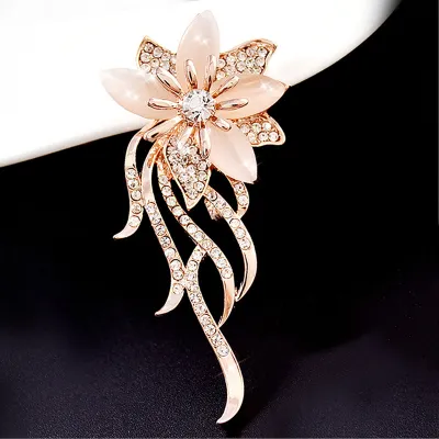 Produktbild von Frauen Mode Strass Intarsien Blume Brosche Pin Strickjacke Schal Dekor Geschenk
