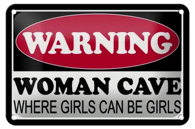Produktbild von Blechschild Hinweis 18x12cm Warning Woman Cave where girls