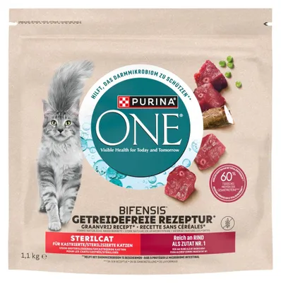 Produktbild von Purina ONE Bifensis Sterilcat 1,1kg Trockenfutter mit Rindfleisch für kastrierte Katzen