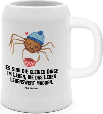 Produktbild von Mr. & Mrs. Panda Krug Spinne Agathe Kaffee - Weiß - Geschenk, Bier Seidel, Humpen, Lebensweisheiten, Weiser Spruch, Steinkrug, Merchandise, Morgenmuffel, Morgen