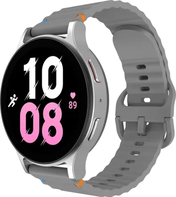 Image de Cazy Bracelet Compatible avec Samsung Galaxy Watch (ActiveFlex) – Bracelets de Montre Connectée – Bracelet Universel compatible pour Samsung Galaxy Watch 7 / Watch 6 / Watch 5 / Watch 4 / Watch FE - Gris