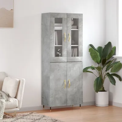 Produktbild von vidaXL Highboard Betongrau 69,5x34x180 cm Holzwerkstoff
