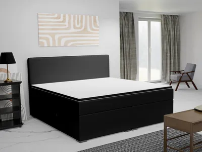 Productafbeelding van FEDVE Boxspringbed slaapkamerbed KANTON met 2 bedopslagen, tweepersoonsbed met Bonell-matras en topper, 200x200