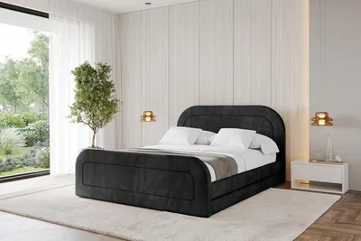 Produktbild von ALTDECOR Polsterbett mit Bettkasten - LERIS-Z 140x200 Schwarz - Bett mit Kopfteil und Fußteil, Boxbett ohne Matratze, Doppelbett mit Stauraum