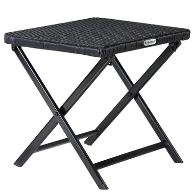 Obrázek produktu pro Skládací stolička - 44 x 40 x 44 cm - Nosnost 110 kg - Polyratan - Odolná proti povětrnostním vlivům - Na zahradu, terasu a kemping