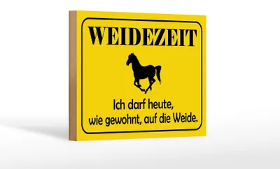Produktbild von Holzschild Hinweis 18x12cm Weidezeit Pferd