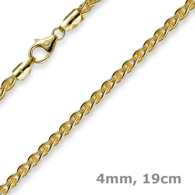 Produktbild von 4mm Armband Armkette Zopfkette aus 750 Gold Gelbgold 19cm Uni Goldarmband