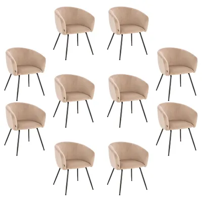 Produktbild von HOME DELUXE - Polsterstuhl ARIA - 10 Stück, Farbe: Samt Beige - weiche Polsterung, bis 120 kg belastbar I Küchenstuhl Speisestühle Esszimmerstühle