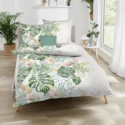 Produktbild von Traumschlaf Seersucker Bettwäsche Fensterblatt kiwi 135x200 cm + 80x80 cm
