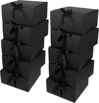 Produktbild von Geschenkbox mit Deckel, 20x20x10 cm, Schwarz, 10 Stück, für Hochzeit
