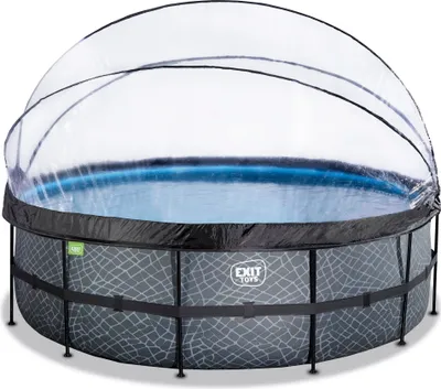 Produktbild von EXIT Stone Pool ø450x122cm mit Sandfilterpumpe und Abdeckung - grau