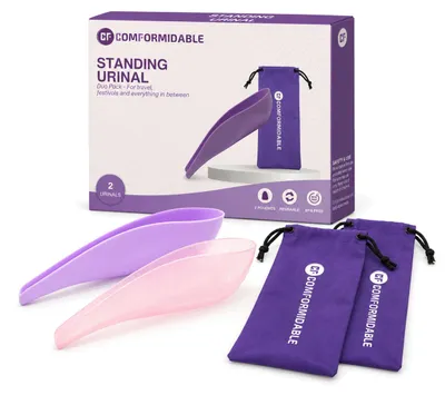 Produktbild von Comformidable Urinierhilfe für Frauen 2 Stück – wiederverwendbar, mit 2 Aufbewahrungsbeuteln, für Festival, Camping & Reise