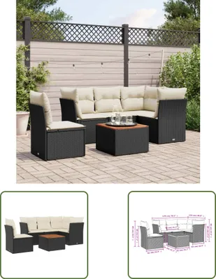 Produktbild von The Living Store 6-tlg. Garten-Sofagarnitur mit Kissen Schwarz Poly Rattan