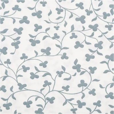 Produktbild von Baumwollstoff Meterware Popeline Stoff Blumenranken wollweiß blau 145cm