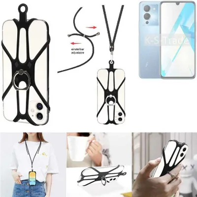 Produktbild von K-S-Trade 3in1 Handykette Handyband Handykordel Halsband Smartphone-Ring Handy-Ring kompatibel mit Infinix Note 12 Fingerhalterung Handyring