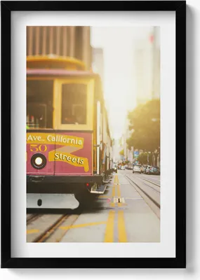 Produktbild von Straßenbahn in San Francisco– Wandbild mit Rahmen – Gerahmtes Bild  – Wanddekoration – 40x60 cm –  Schwarz
