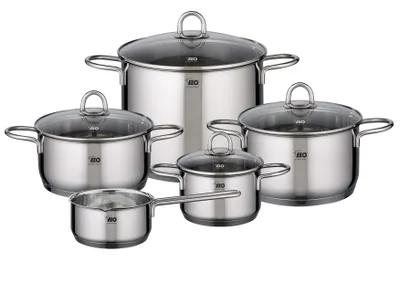 Produktbild von ELO Rubino Topfset Edelstahl Volumenskala Induktion silberfarben 5-teilig