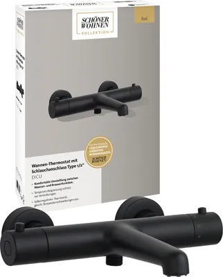 Produktbild von Schöner Wohnen Kollektion Wannen-Thermostatarmatur Dicu, Thermostat-Armatur Wanne, Brauseabgang Typ 1/2 '', Umsteller, Mischbatterie Wanne Thermostat, Mattschwarz