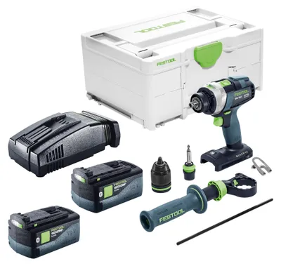 Obrázok produktu pre Akumulátorová vŕtačka s príklepom Festool TPC 18/4-Basic 18 V 75 Nm + 2x akumulátor 5,0 Ah + rýchlonabíjačka + Systainer