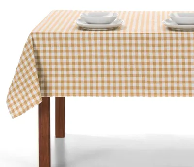 Rechteckiges Tischdecke mit Karomuster, beige, 140 x 220 cm