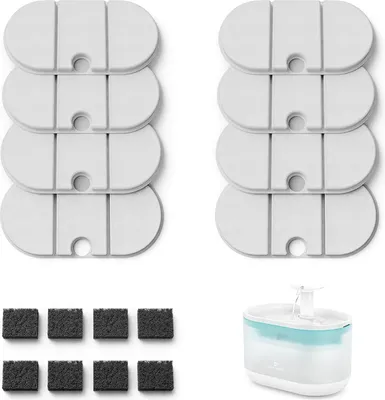 Obrázek produktu pro Sada 8 filtrů do kočičí fontány včetně 8 houbiček, náhradní filtry pro 2,1litrovou pítko PLWF002, kapsle na vodu pro psy