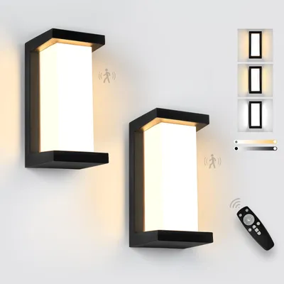 LED-Außenwandleuchte 18 W mit Bewegungsmelder, schwarz, 2 Stück, IP65