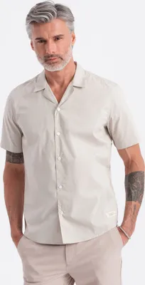 Zdjęcie produktu dla Ombre Clothing Koszulka męska z krótkim rękawem Nisedes kremowa M