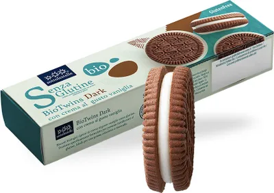 Produktbild von BIOTWINS DUNKLE COOKIES MIT VANILLECREME, GLUTENFREI,  125 g - SOTTOLESTELLE