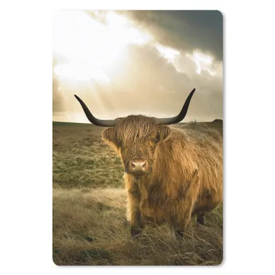 Produktbild von MuchoWow® Mauspad Mousepad Schottischer Hochländer - Sonne - Gras 18x27 cm - Mousepads - Maus Mat - Pad - Mausunterlage
