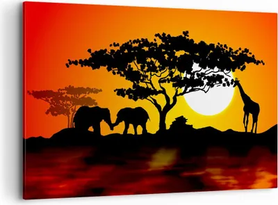 Produktbild von Bild auf Leinwand - Leinwandbild - Tiere Safari Savanne Giraffe - 120x80cm - Wand Bild - Wanddeko - Leinwanddruck - Bilder - Kunstdruck - Wanddekoration - Leinwand bilder - Wandkunst - AA120x80-0539