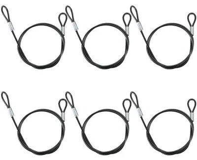 Obrázek produktu pro Bezpečnostní kabelový zámek, nerezová ocel, 50 cm, 6 kusů, černý, s plastovým opletením