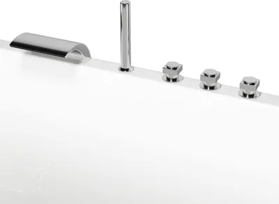 Produktbild von Badewannenarmatur 5-Loch-Armatur Wannenrandarmatur mit Wasserfall und Handbrause für Eckbadewanne
