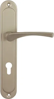 Produktbild von DOMINO Türgriff 72 Drückergarnitur PZ - Profilzylinder Set | Türklinke für Zimmertür, Bürotür, Kellertür & Innentür | L-Form | Türbeschläge aus Aluminium |Silber Türdrückergarnitur| EVA M9