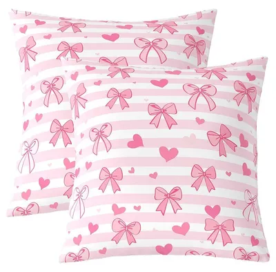 Kissenbezug-Set 2er-Pack 45x45 cm, Schleife mit Herz, Polyester