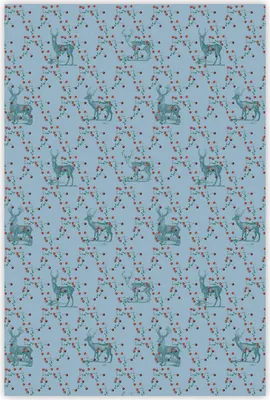 Produktbild von Elegantes Hirsch Geschenkpapier Beerenwild, blau - G4240, 32 x 48cm