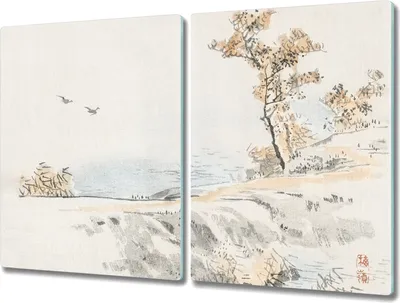 Produktbild von Coloray Schneidebrett Herdabdeckplatte 2x40x52 cm Kochplattenabdeckung Hackbrett Küchenbrett - Seevögel Baumpfad