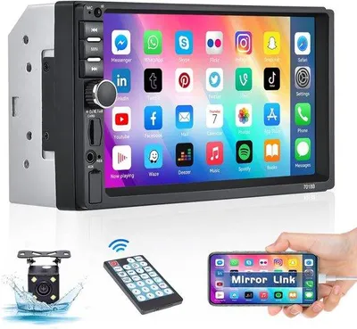 Obrázek produktu pro Autorádio s 7palcovým dotykovým displejem, zadní kamerou, Bluetooth, USB a AUX vstupem