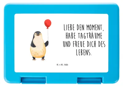 Produktbild von Mr. & Mrs. Panda Bentobox Pinguin Luftballon - Weiß - Geschenk, Beste Freundin, Motivation, Essensbehälter, Bento Box, Pinguine, Lunchbox, Brotbehälter, Liebe