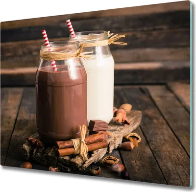 Produktbild von Glas Herdabdeckplatte 60x52 cm Spritzschutz Glasabdeckplatte Schneidebrett Cocktails in Gläsern