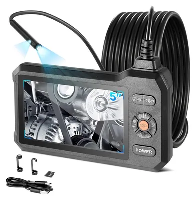 Produktbild von Endoskopkamera - Industrie Inspektionskamera mit Doppelobjektiv - 12,7 cm Display - 5 m Kabel - 5,5 mm Sonde - IP67 Wasserdicht - 3000 mAh Akku - LED-Licht
