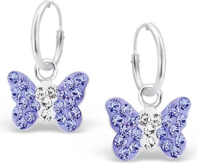 Produktbild von Kinder Creolen Ohrringe Silber Schmetterling mit Zirkonia