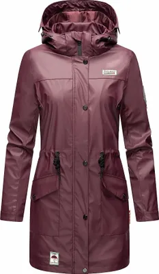 Produktbild von Navahoo Damen Regenmantel Übergangs Regen Jacke Mantel Outdoor Windbreaker Deike Wine Gr. 34 - XS
