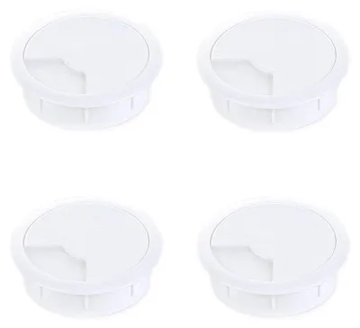 Produktbild von 4er Set sossai Schreibtisch Kabeldurchführung 60mm in Weiß Kabeldurchlass Kabelauslass