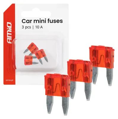 Imagen del producto de Fusibles de cuchilla mini para coche 3 uds. 10A AMIO-05098