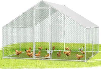 Obrázek produktu pro Aopunly 3x3x2m kurník pro kuřata pozinkovaná klec pro králíky klec pro drůbež PE - stínící střecha, pozinkovaný ocelový rám, venkovní plot Používá se pro kuřata, drůbežárny, malá zvířata